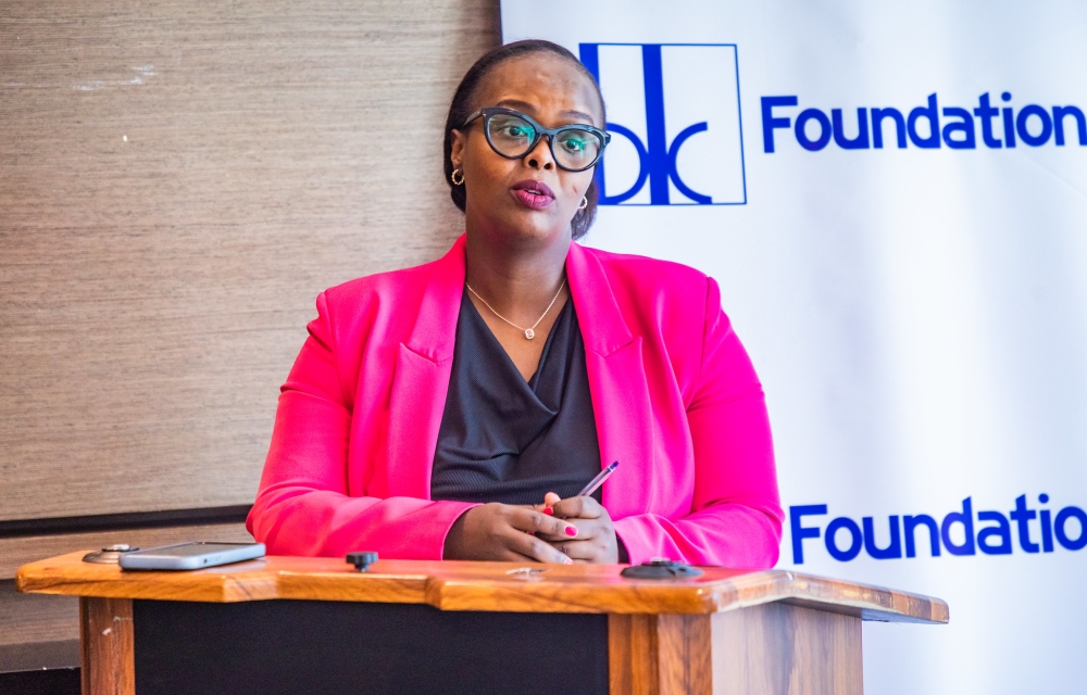 Ingrid Karangwayire, Executive Secretary of BK Foundation, delivers her remarks during the signing ceremony on Tuesday, August 6. All photos by Craish Bahizi