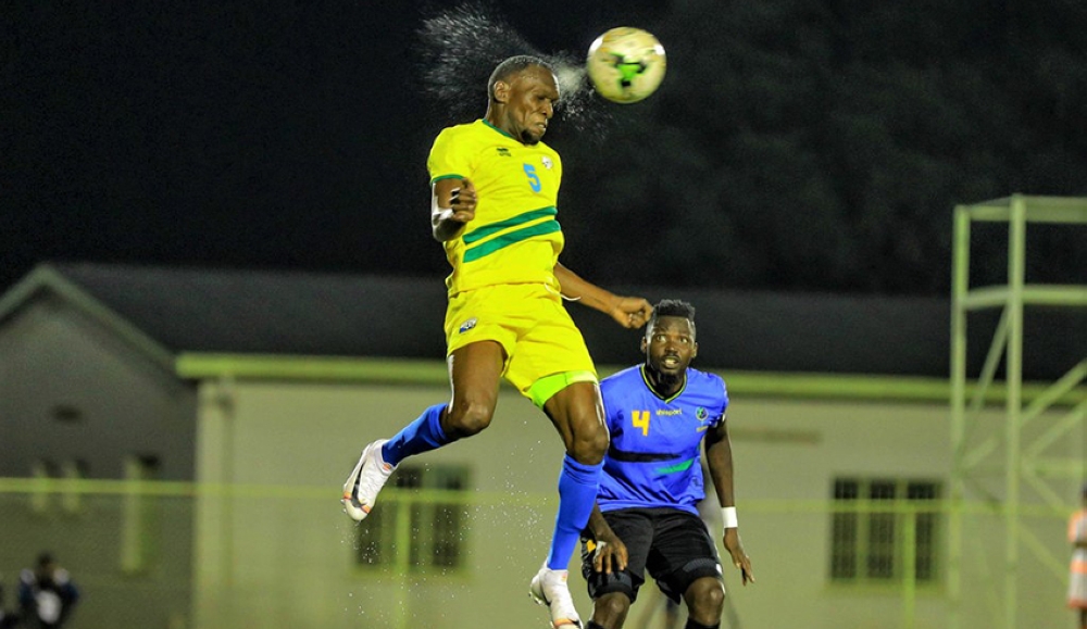 Former Rwanda international Meddie Kagere heads the ball during a past game against Tanzania at Kigali Pelé Stadium. The 37-year-old said that he still has many years of playing football. Photo: File