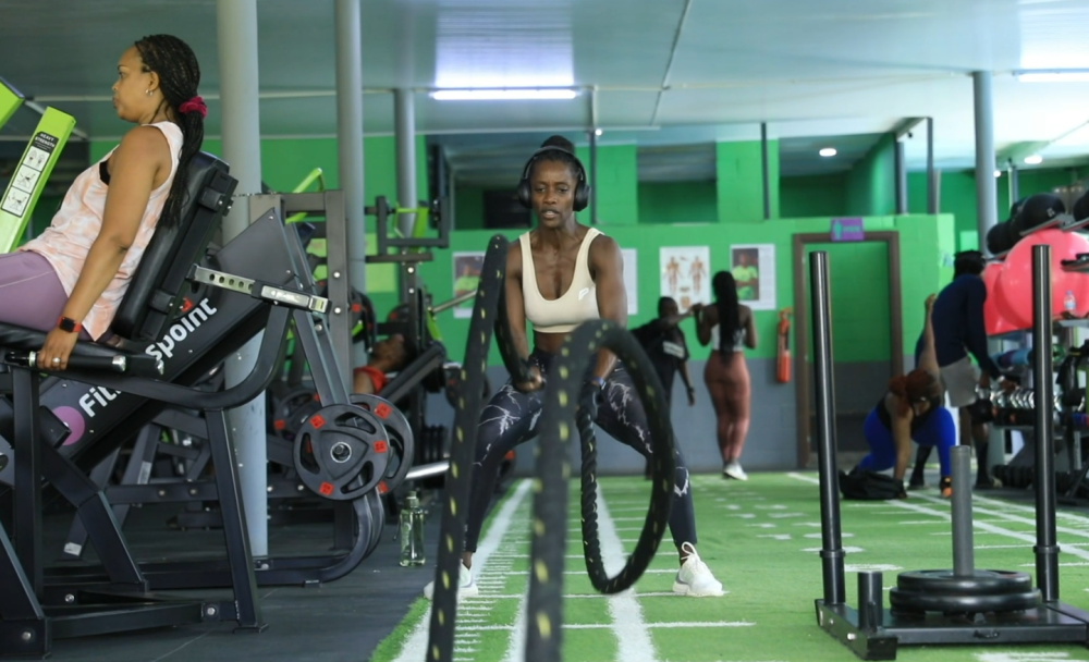 Members of Fitnesspoint train at its facility in Nyarutarama. The premium gym, which has another facility in Kimihurura, boasts of top-notch training equipment and skilled coaches. Photo by Willy Mucyo.