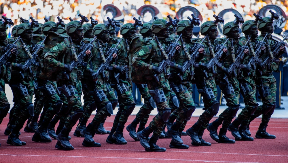 Rwanda Defence Force armed guard during the parade at the inauguration ceremony at Amahoro National Stadium on Sunday, August 11. Photos by Dan Gatsinzi and Olivier Mugwiza