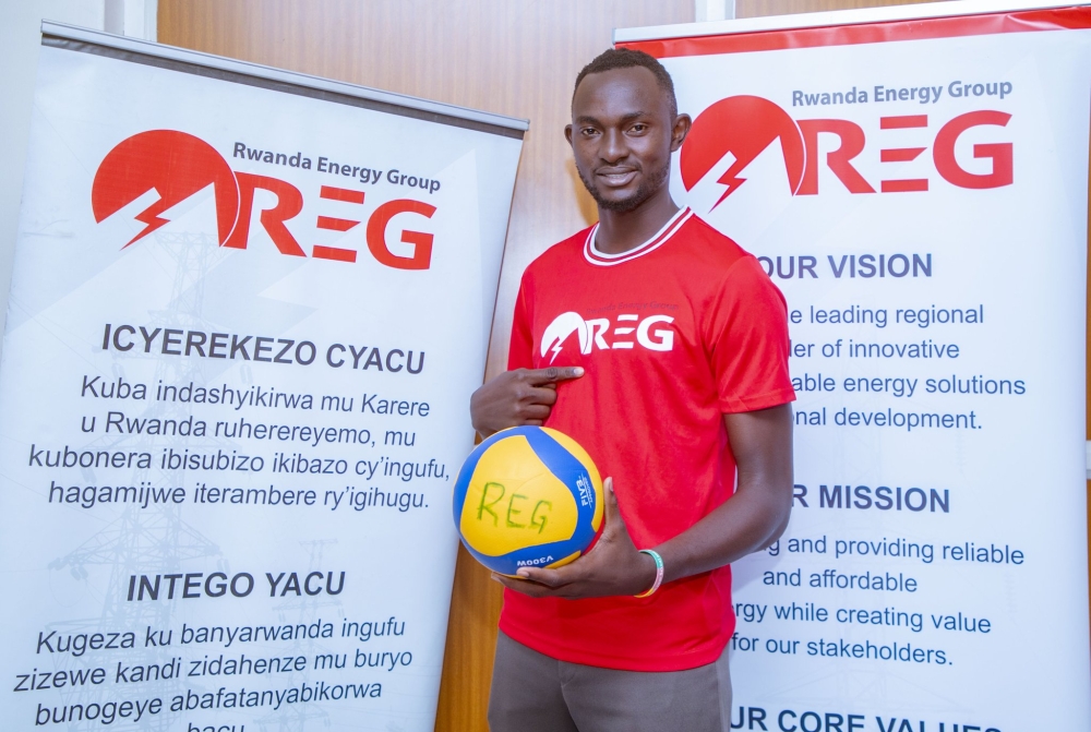 Gideon Angiro, a volleyball player for Rwanda Energy Group (REG). Courtesy