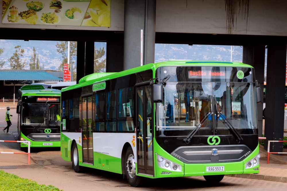 Electric buses that transport commuters in the City of Kigali.  The government of Rwanda on July 31 announced it renewed a zero-rated import duty on electric and hybrid vehicles, extending the tax exemption until the end of the fiscal year 2024/25. File