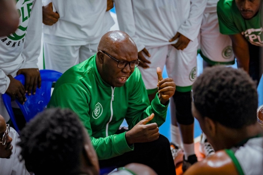 Kepler&#039;s head coach Mandy Juruni gives instructions to his players during a previous game.