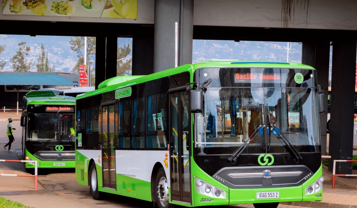 Electric buses that transport commuters in the City of Kigali.  The government of Rwanda on July 31 announced it renewed a zero-rated import duty on electric and hybrid vehicles, extending the tax exemption until the end of the fiscal year 2024/25. File