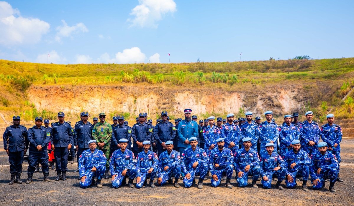 Police officers who completed a VIP protection course pose for a photo  at the Counter Terrorism Training Centre (CTTC) Mayange in Bugesera District , on Tuesday, August 13. Courtesy