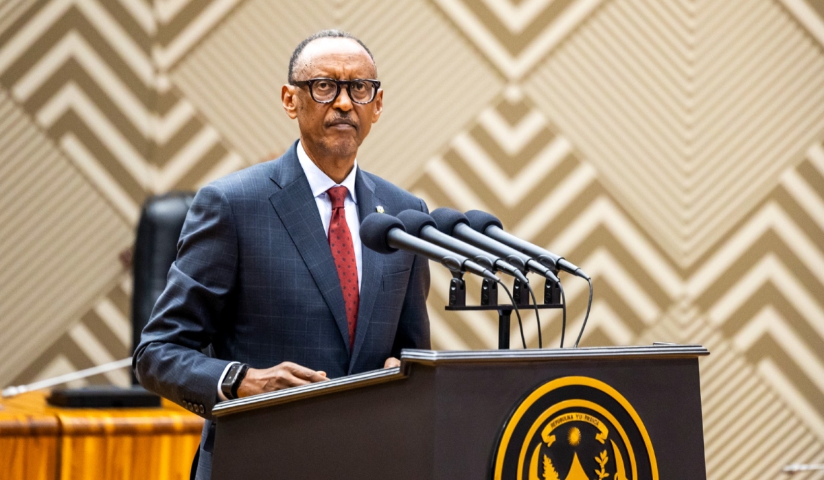 President Paul Kagame addresses new members of the Chamber of Deputies during the swearing-in ceremony at the parliament on on Wednesday, August 14. Photos by Olivier Mugwiza