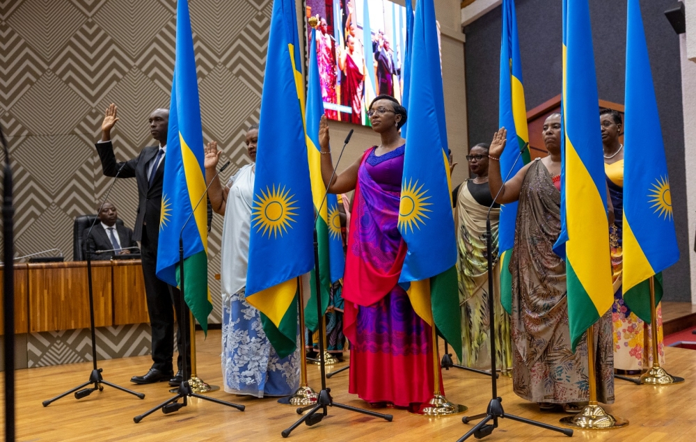 The new Members of Parliament take oath during the Swearing-in ceremony on Wednesday, August 14. Photos by Olivier Mugwiza