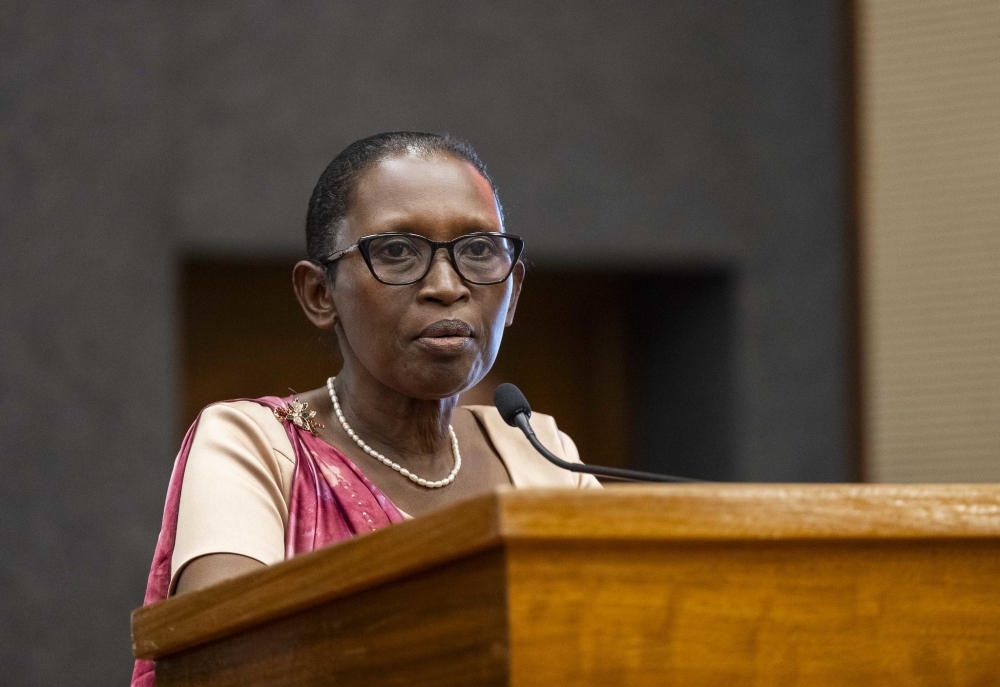 MP Gertrude Kazarwa delivers remarks as she was elected the new Speaker of Chamber of Deputies. Courtesy