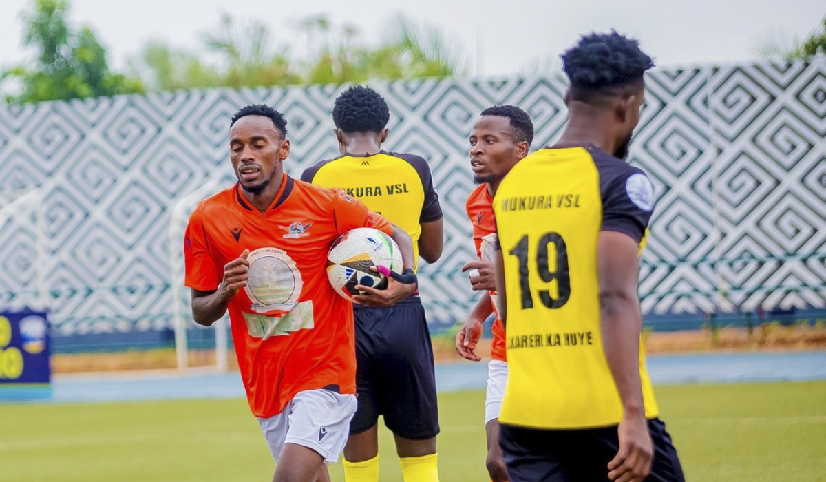 Gasogi United&#039;s goal scorer Abdel Aziz Harerimana runs with the ball as they defeated Mukura Victory Sports 1-0 at Huye Stadium on match day 1. Photo by Inyarwanda