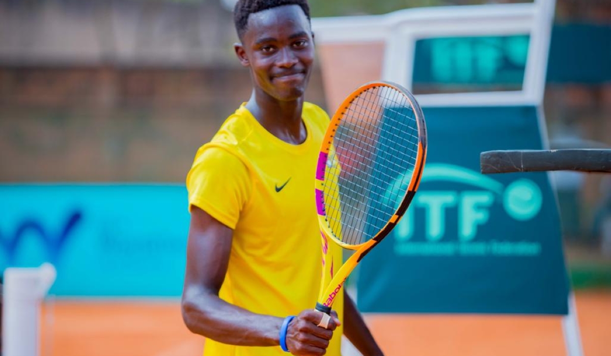 Burundi’s rising tennis star, Allan Gatoto, during the ITF World Tennis Tour Juniors/Grade 4 tournament semi-finals on Thursday, August 15.