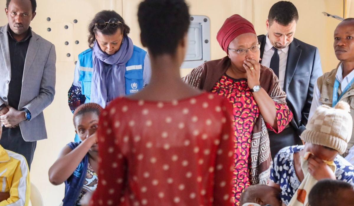 UN Under-Secretary-General and Special Advisor to UN Secretary-General on the Prevention of Genocide, Alice Wairimu Nderitu, listens, on Tuesday, July 23, as Congolese refugees at Nkamira Transit Centre in Rwanda’s Western Province recount heartbreaking stories of violence and unimaginable hardships in their country. Courtesy