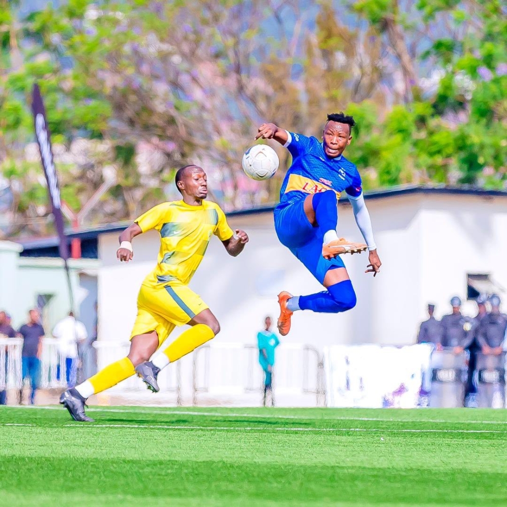 The Blues defender Aimable Nsabimana vies for the ball during the match