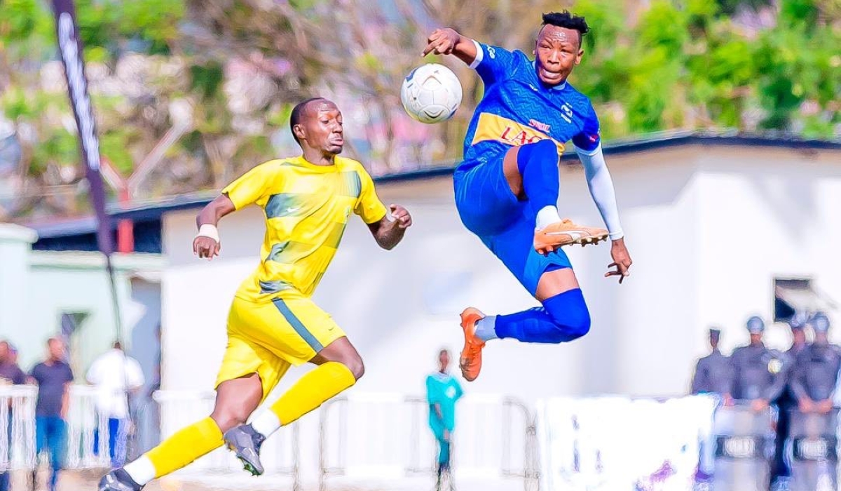 The Blues defender Aimable Nsabimana vies for the ball during the match