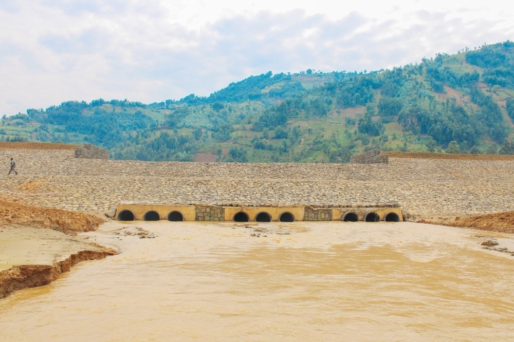 A flood retention dam with a capacity to retain two million cubic metres of flood water along River Sebeya in Rubavu District.