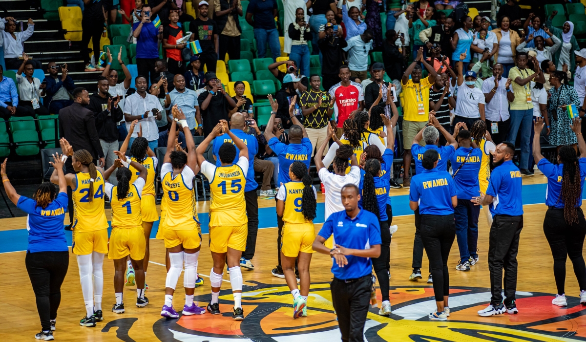 Players and fans celebrate the victory at BK Arena on Monday, August 19. All photos by Dan Gatsinzi 