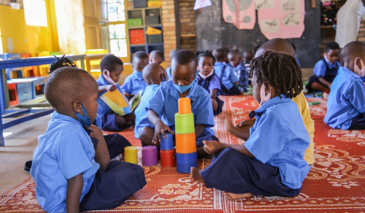 Children during some exercises at Nyarugunga  Early Childhood Development Centre in Kicukiro District on June 28. Photo by Craish Bahizi