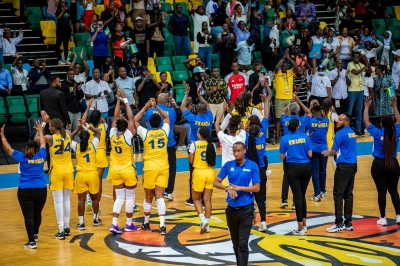 Players and fans celebrate the victory at BK Arena on Monday, August 19. All photos by Dan Gatsinzi 