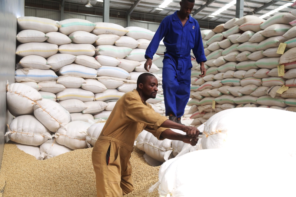 Workers sort coffee for export at Kigali Special Economic Zone. Sam Ngendahimana