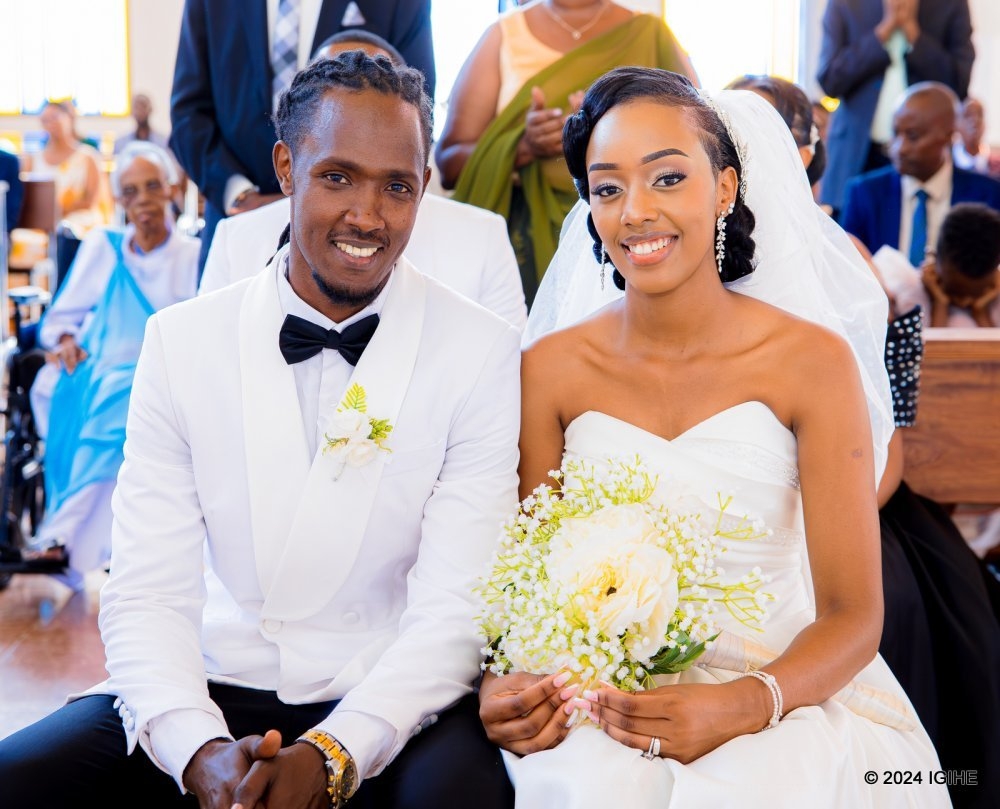 Odile Sangwa and Shyaka radiate pure joy as they celebrate their wedding day.