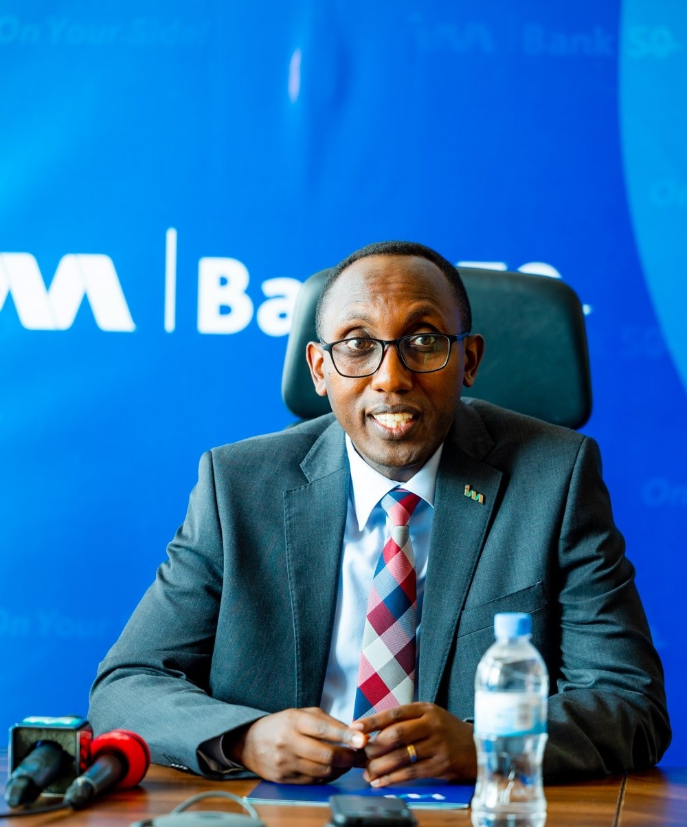 I&M Bank Rwanda Chief Executive Officer Benjamin Mutimura during the presentation of the bank&#039;s financial report on Tuesday, August 20.