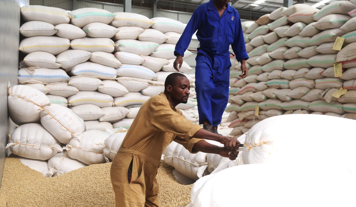 Workers sort coffee for export at Kigali Special Economic Zone. Sam Ngendahimana