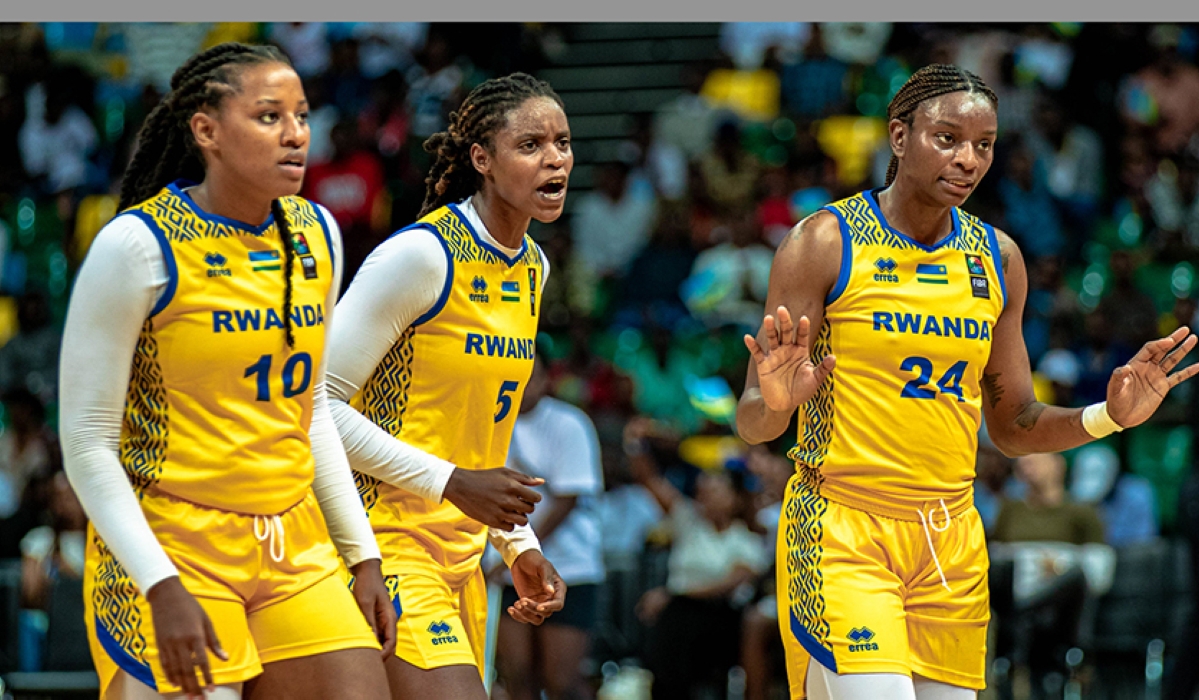 The national basketball team players during the game against Lebanon. Rwanda will face Argentina in the second game of Group D on Wednesday, August 21. Photo by Dan Gatsinzi