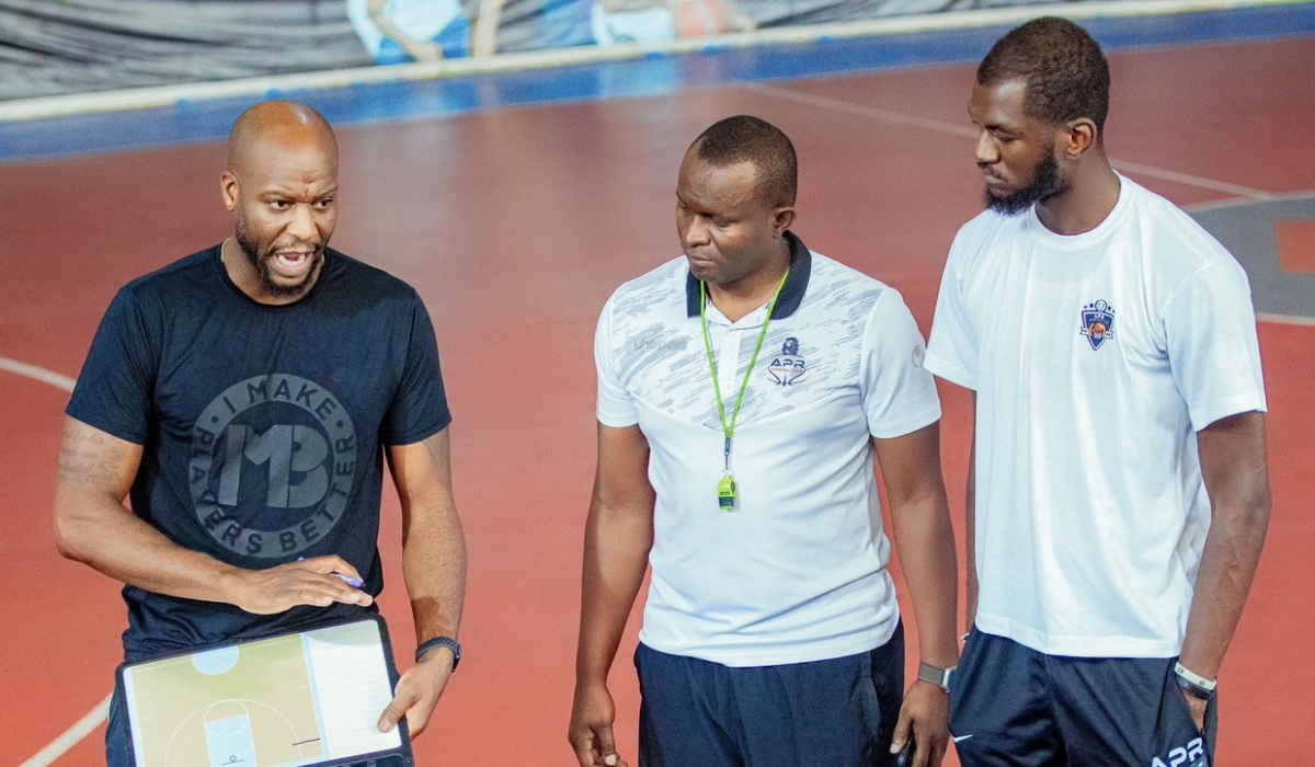 New APR basketball club assistant coach James Maye Jr giving instructions to players during Wednesday&#039;s training sessions. The American will assist club head coach Mazen Trakh ahead of the league playoffs-courtesy