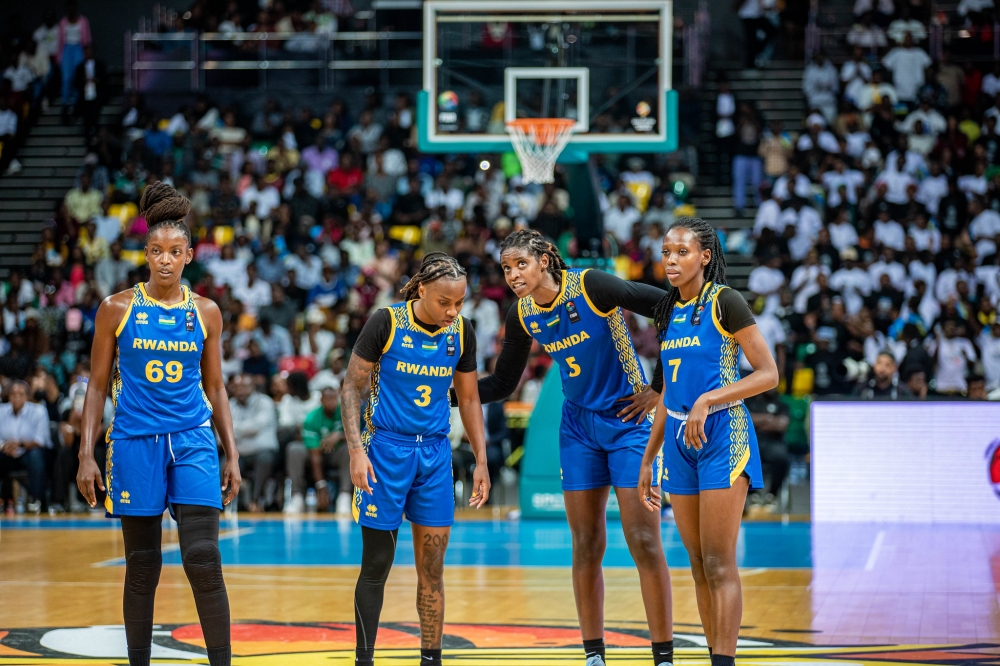 National team players during Wednesday night’s impressive 58-38 win over Argentina at the BK Arena. Photo by Dan Gatsinzi