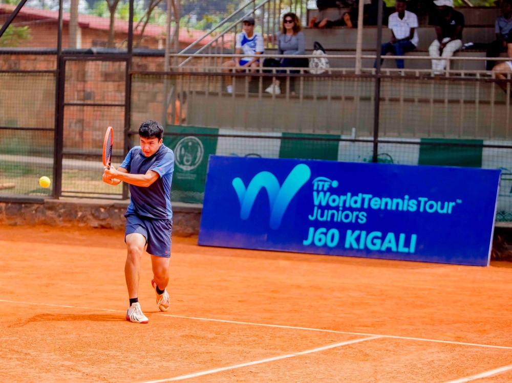 Canadian Jay Lin Gibson during the game at the ITF World Tennis Tour Juniors (Grade 4) tournament  at IPRC-Kigali Ecology Tennis courts. Courtesy