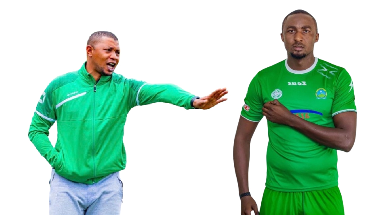 Kiyovu Sports head coach Joslin Bipfubusa (L) admits Ernest Sugira’s weight is very concerning. Courtesy