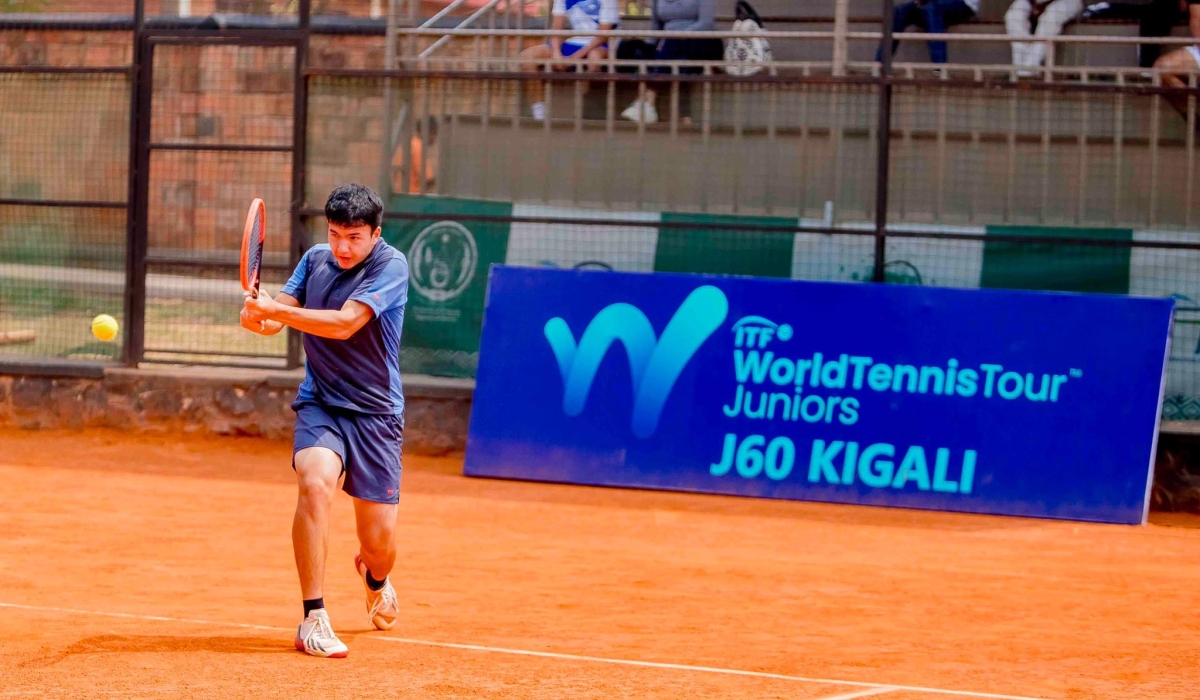 Canadian Jay Lin Gibson during the game at the ITF World Tennis Tour Juniors (Grade 4) tournament  at IPRC-Kigali Ecology Tennis courts. Courtesy