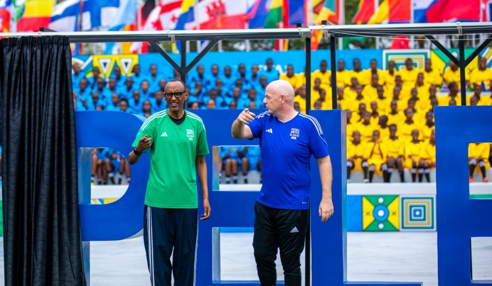 	President Paul Kagame (L) insists the issue of generator at the Kigali Pele Stadium should not have happened in the first place despite City of Kigali&#039;s efforts in replacing it with a new one-File