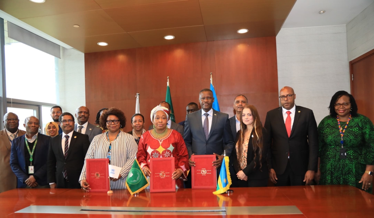 The tripartite agreement was signed in Addis Ababa on Thursday, August 22, with the Rwandan government represented by Ambassador to Ethiopia and Permanent Representative to the AU Maj Gen (Rtd) Charles Karamba.