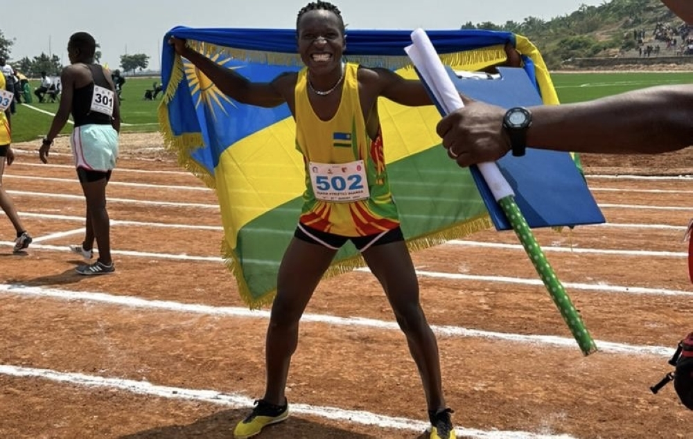 Rwandan athlete Magnifique Umutesi Uwase struck gold at the ongoing FEASSSA Games in Bukedea, Northern Uganda after finishing first in the girls’ 100-meter sprint-courtesy.