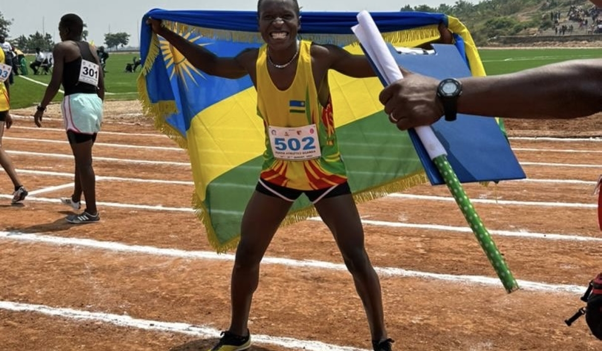 Rwandan athlete Magnifique Umutesi Uwase struck gold at the ongoing FEASSSA Games in Bukedea, Northern Uganda after finishing first in the girls’ 100-meter sprint-courtesy.