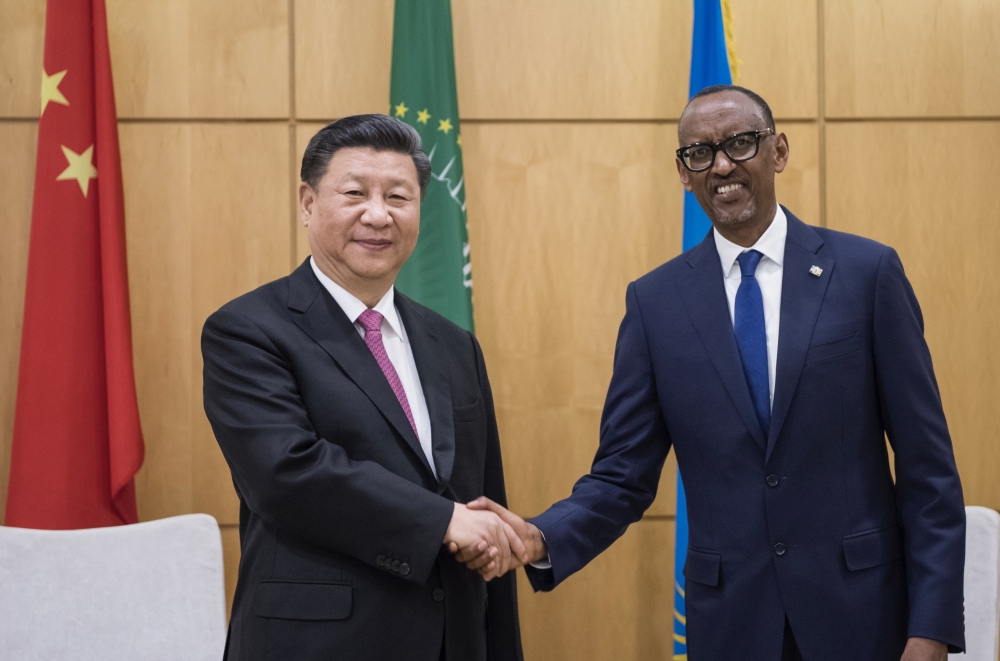 President Paul Kagame meets Chinese  President Xi Jinping for bilateral talks  at Village Urugwiro in Kigali, on July 22, 2018. China and Rwanda share similarities in governance philosophies and development process. Village Urugwiro