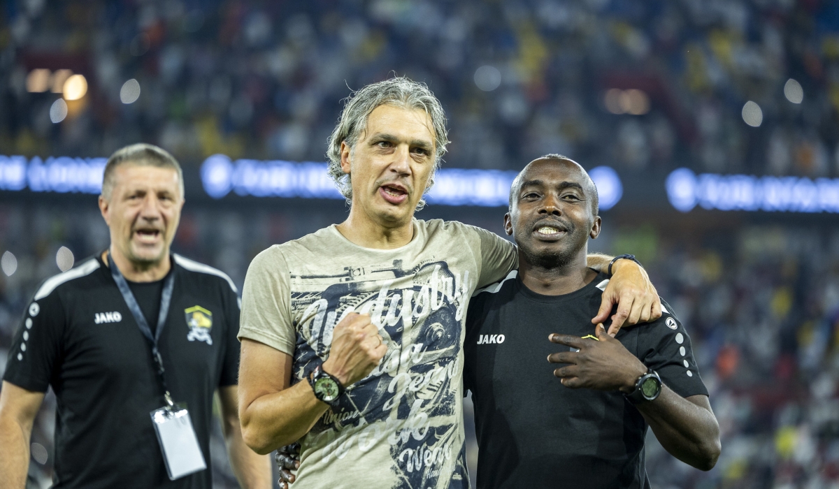 APR FC head coach Darko Novic and staff pose for a photo