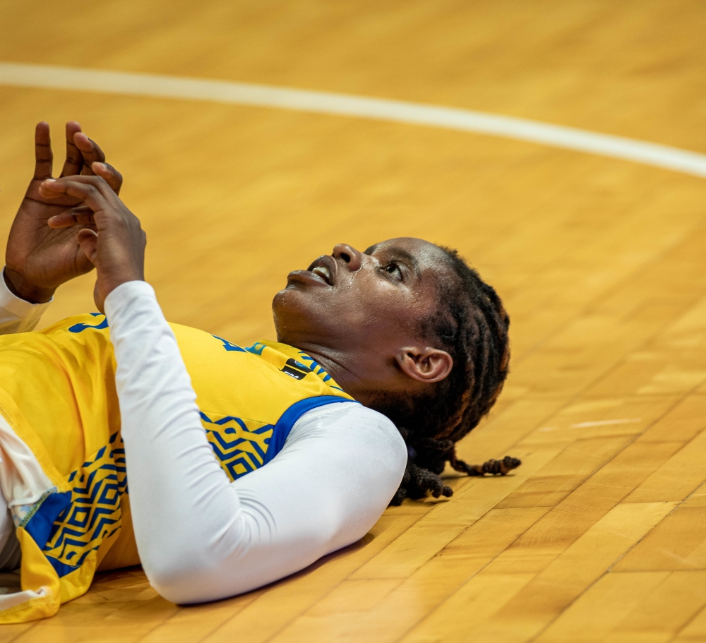 National team icon Bella Murekatete during the game as Rwanda suffered a 65-68 semifinal loss to Senegal on Saturday night, August 24 at BK Arena. All photos by Dan Gatsinzi