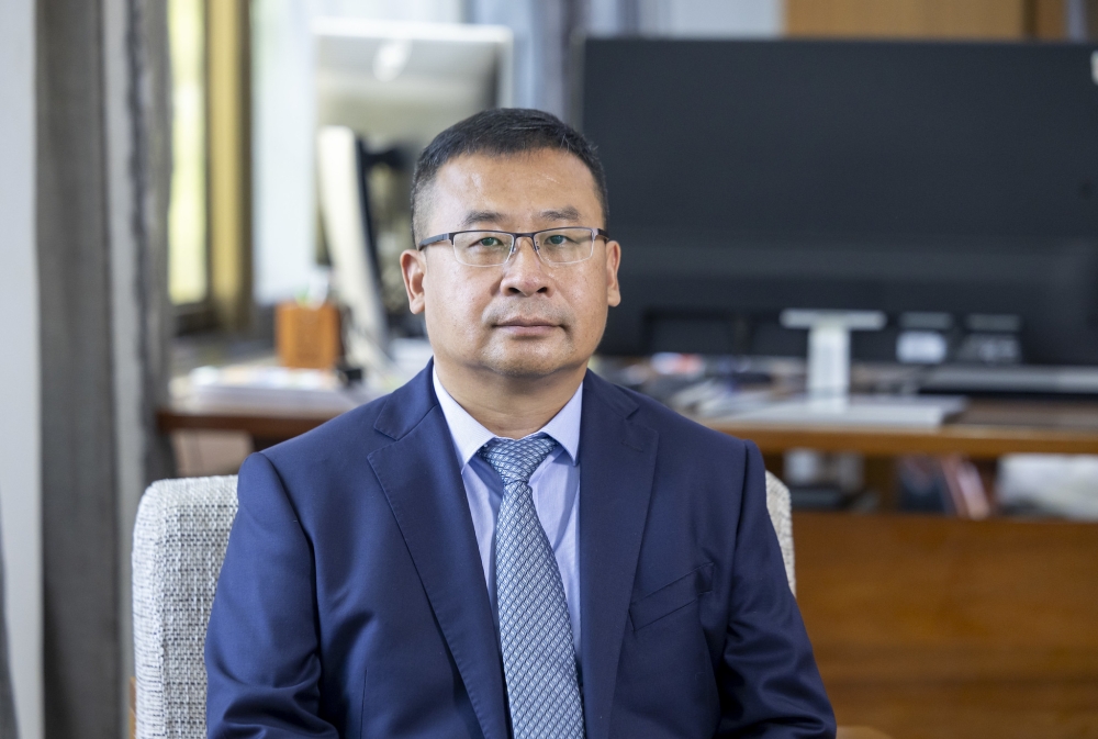 Guo Meng, Director General of China Road and Bridge Corporation (CRBC) Rwanda Office during the interview with The New Times in Kigali. Photo by Olivier Mugwiza