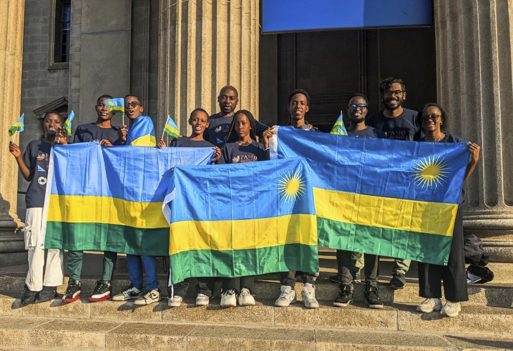 Six students and members of delegation of Rwandan team that participated  at the Pan-African Mathematics Olympiad (PAMO), in Johannesburg, South Africa, on August 20.