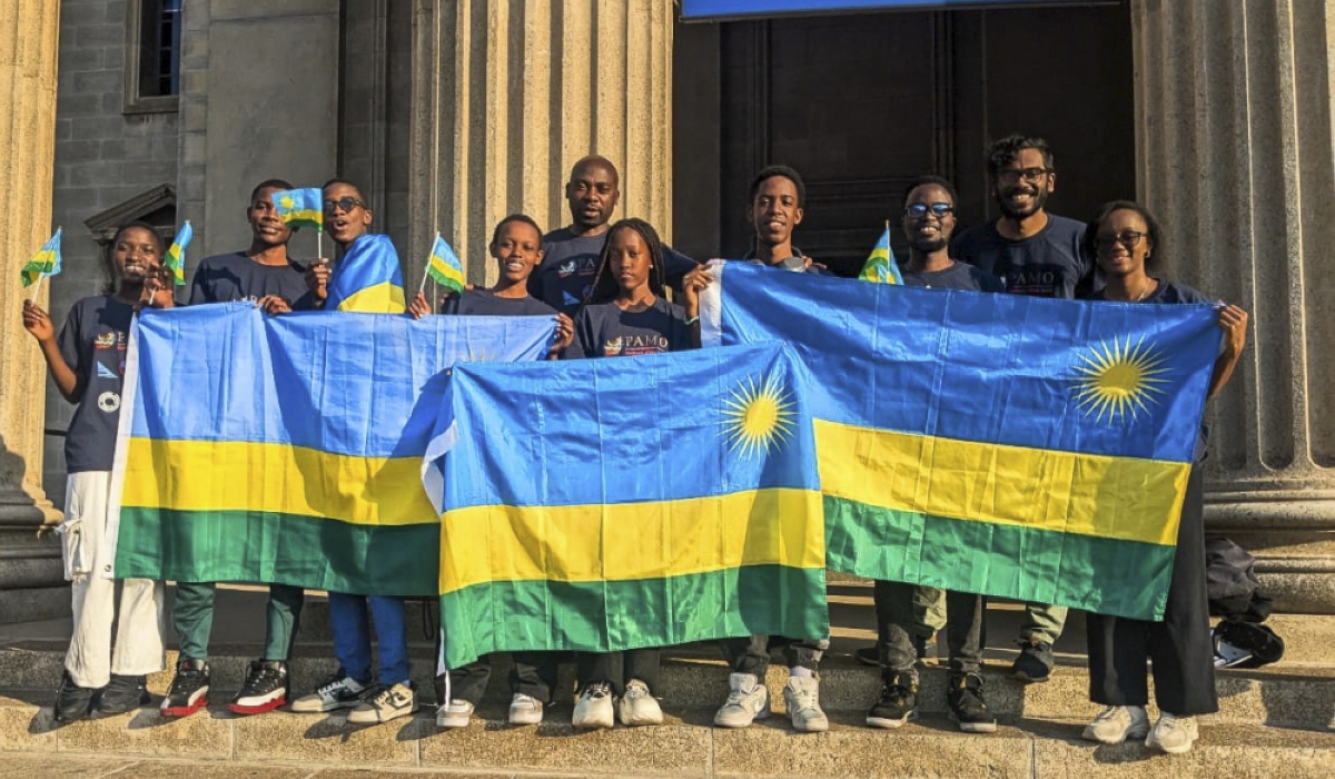 Six students and members of delegation of Rwandan team that participated  at the Pan-African Mathematics Olympiad (PAMO), in Johannesburg, South Africa, on August 20.