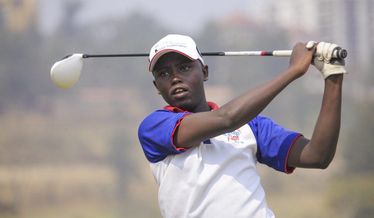 Budding Rwandan golfer Aloys Nsabimana during a past game in Kigali. Sam Ngendahimana