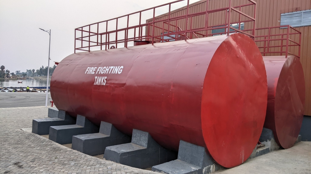 At the newly constructed Rubavu Port Fire extinguishers have been set up