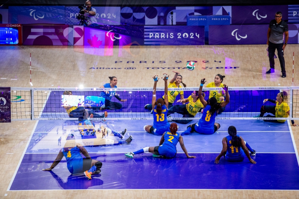 Rwanda women were Thursday, August 29, humbled by Brazil in three straight sets in the opening match of the Sitting Volleyball competition at the Paris 2024 Paralympics- Photos by World Para Volley