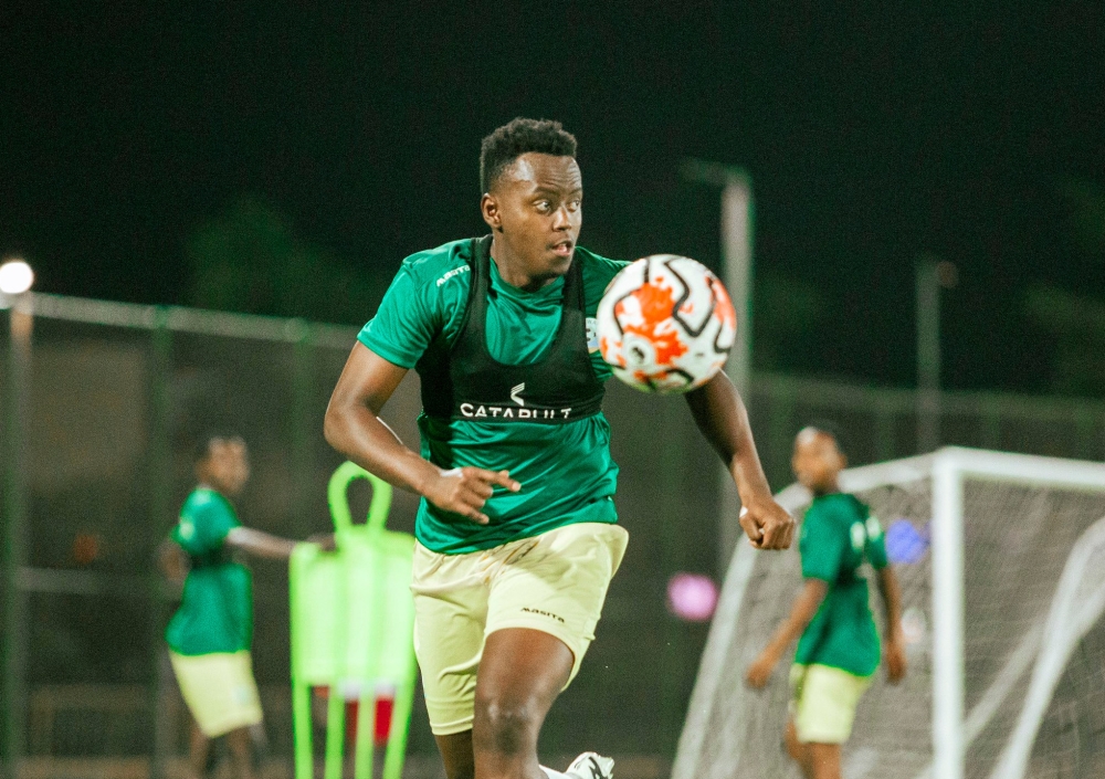 Striker Innocent Nshuti during Amavubi training session on Wednesday, August 29. Courtesy