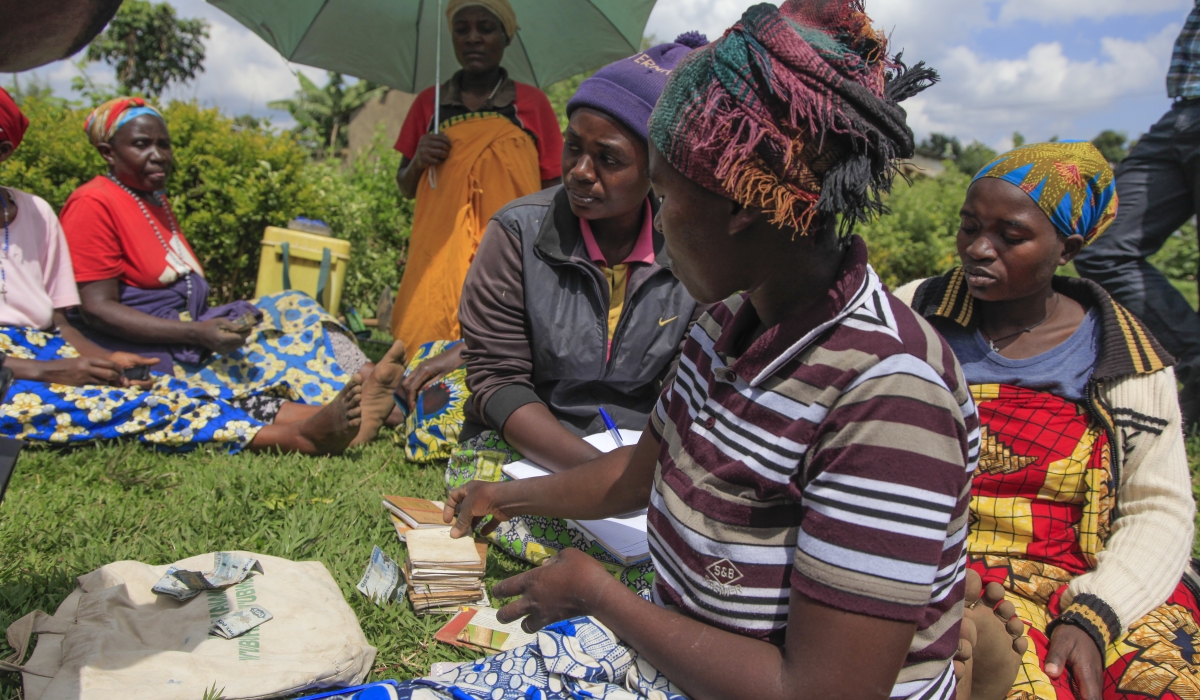 Women collect their contribution in their Ikibina in Muko Sector, Musanze. The new legislation governing tontines – commonly known as ibimina – is expected to deter mismanagement of funds saved by members. Sam