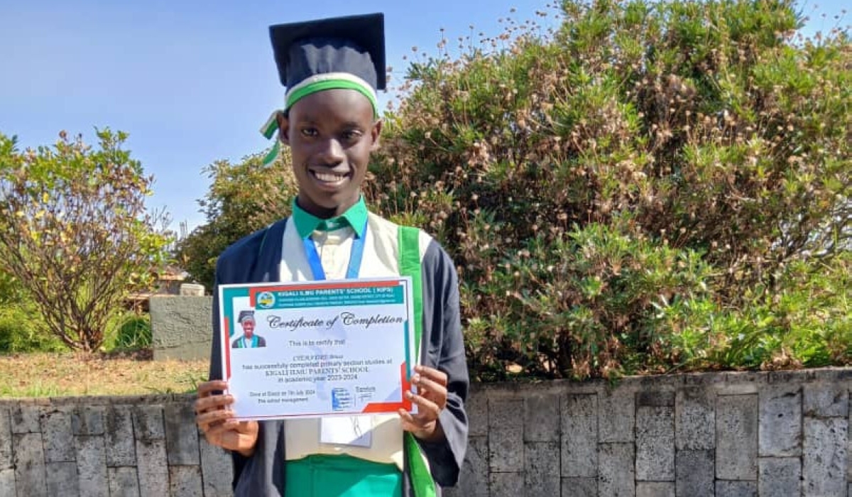 Cyemayire Bruce, the 19-year-old student of Kigali Parents School achieved a score of 24 out of 30, and has now been admitted at G.S Masaka for his Ordinary Level studies.