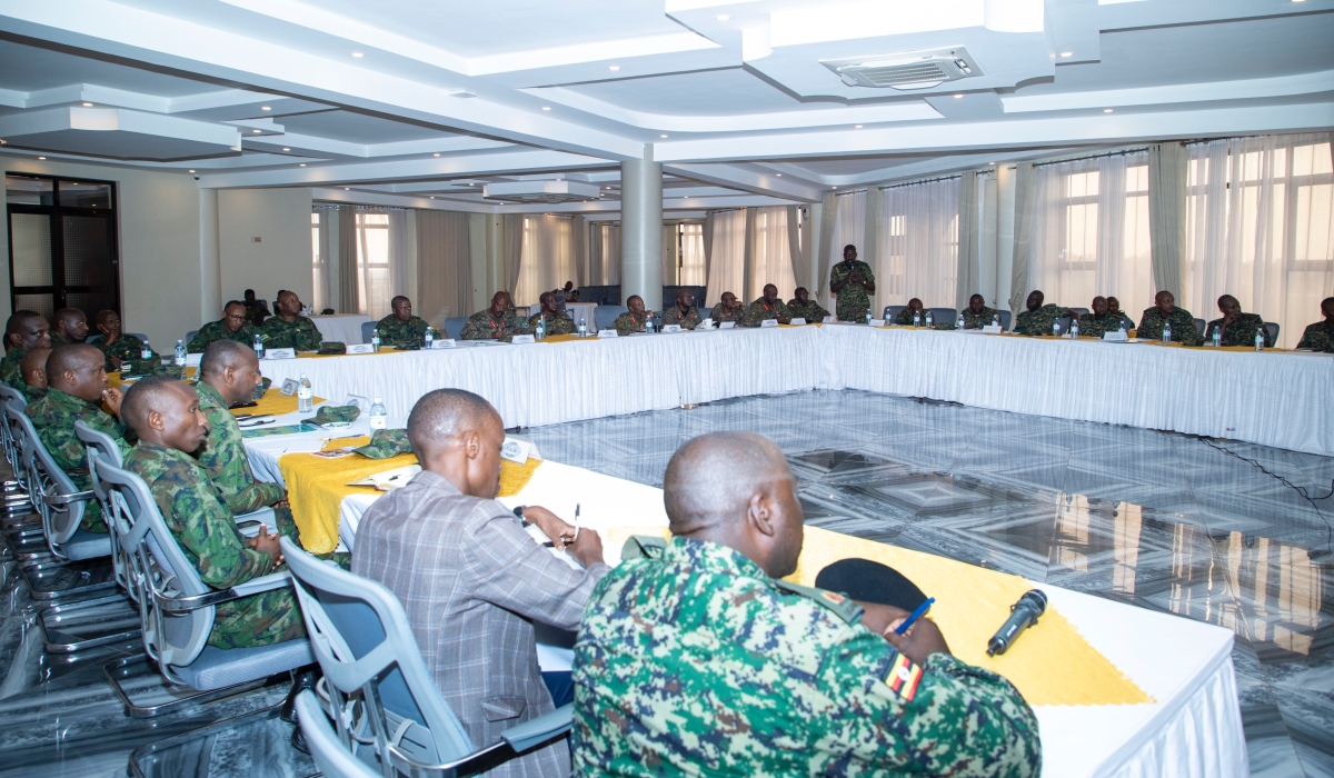 Rwanda Defence Force and UPDF  delegates during the bilateral meeting aimed at strengthening cross-border cooperation and curbing cross-border crimes between Rwanda and Uganda in Mbarara on August 31.