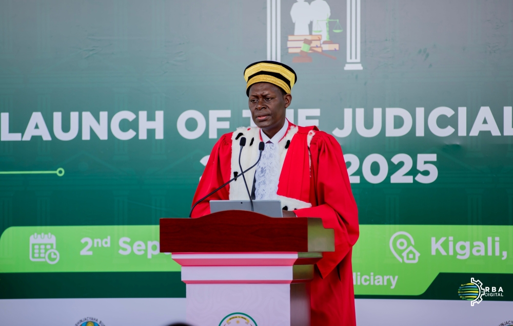 Chief Justice Faustin Ntezilyayo delivers remarks as  Rwanda launched a new judicial year on Monday, September 2. Photo Courtesy