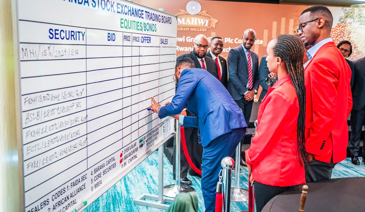 Mahwi Grain Millers PLC listed its first corporate bond worth Rwf5 billion on Rwanda Stock Exchange on Monday, September 2. Photos by Craish Bahizi